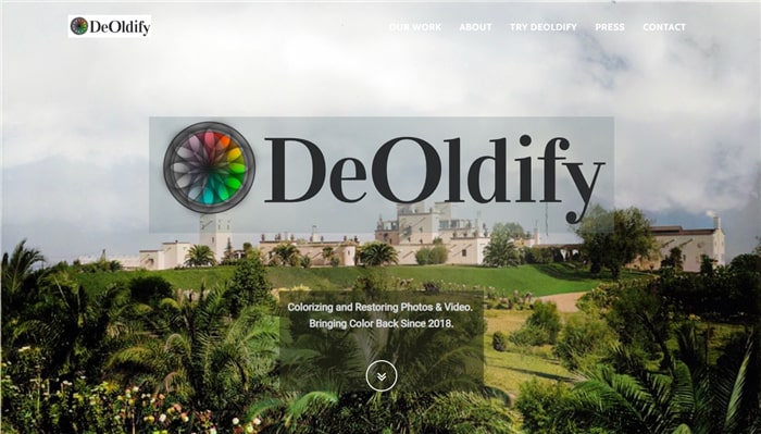 Pagina Web di DeOldify AI Video Colorizer