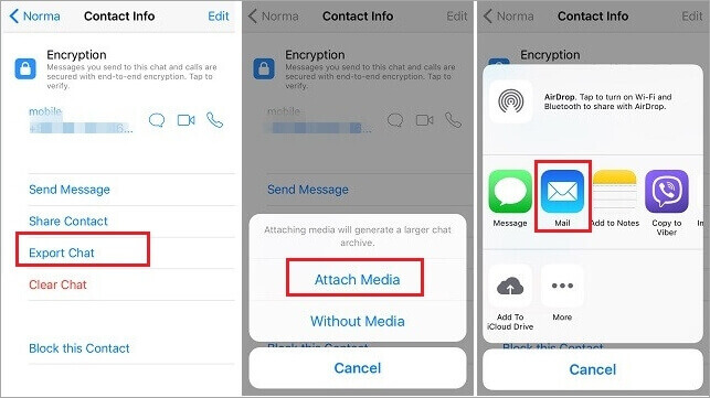 esporta chat whatsapp su dispositivi ios