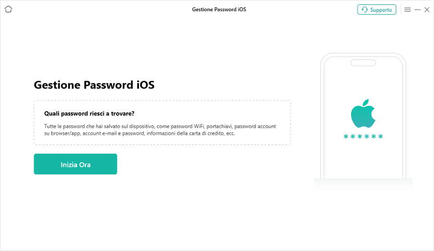 Fai clic inizia ora a gestire le password iOS