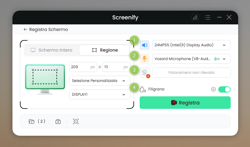 Configura le impostazioni di registrazione