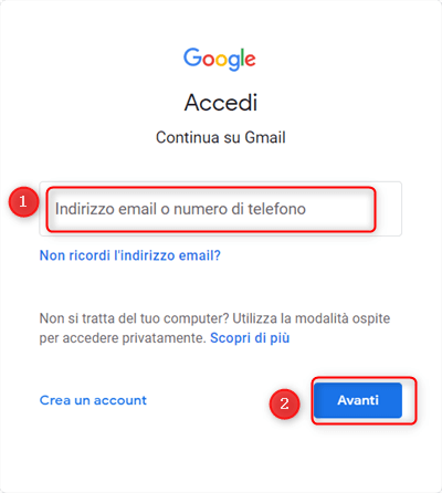  Inserisci ID Gmail
