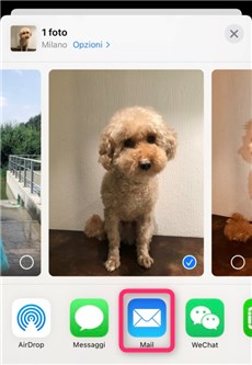 Invia foto da iPhone a Mac con e-mail