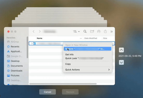 Recupera i file cancellati tramite Time Machine