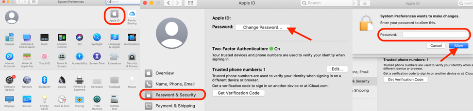 reimposta la password id apple su mac