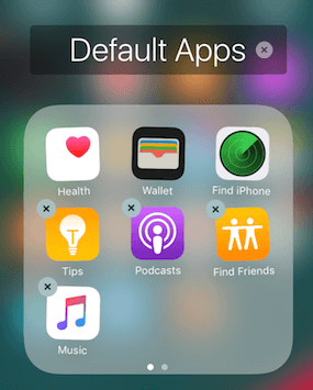 rimuovi le app integrate su iphone