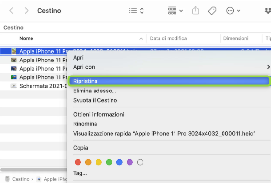 Recupera i file cancellati dal cestino del Mac