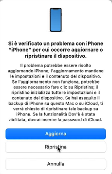 Ripristinare "iPhone non disponibile" tramite iTunes