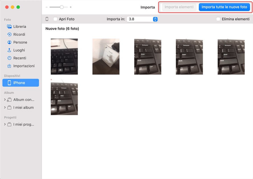 salvare le foto di iphone su chiavetta usb tramite app foto su mac