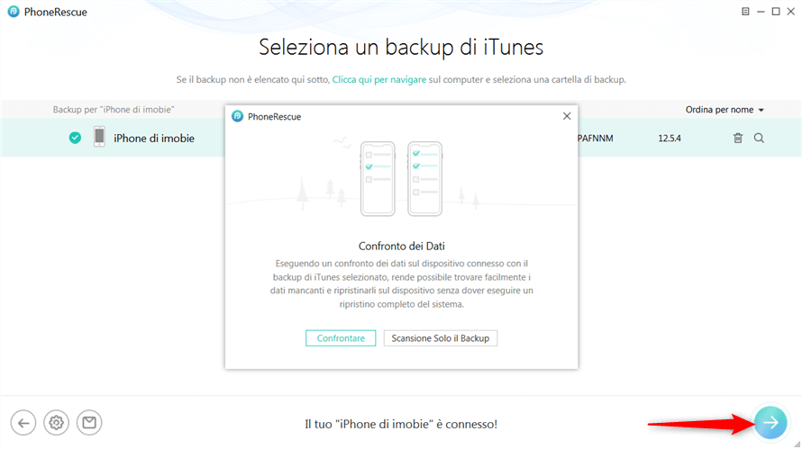 Scegli iTunes Backup su iPhone
