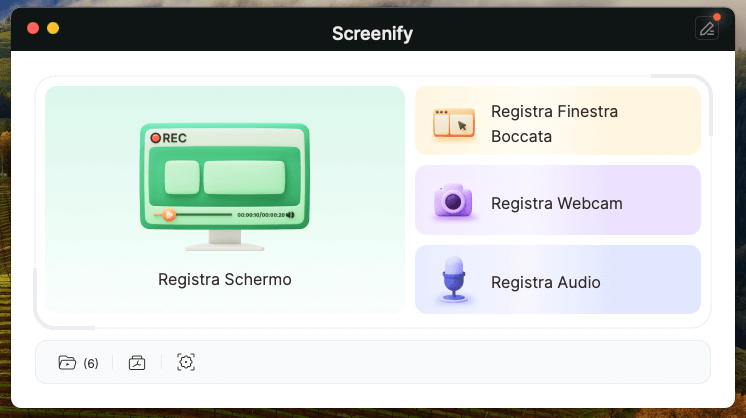 Seleziona la modalità di registrazione che desideri utilizzare