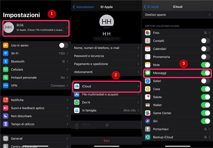 Sincronizza iMessage da iPhone a iPhone con iCloud