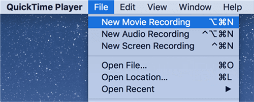 Avvia una nuova registrazione in QuickTime Player