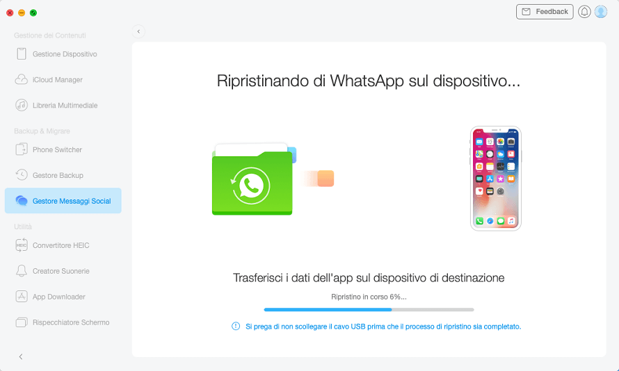 Inizia a trasferire WhatsApp su iPhone