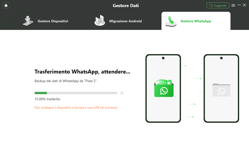 Inizia a trasferire WhatsApp da Android ad Android