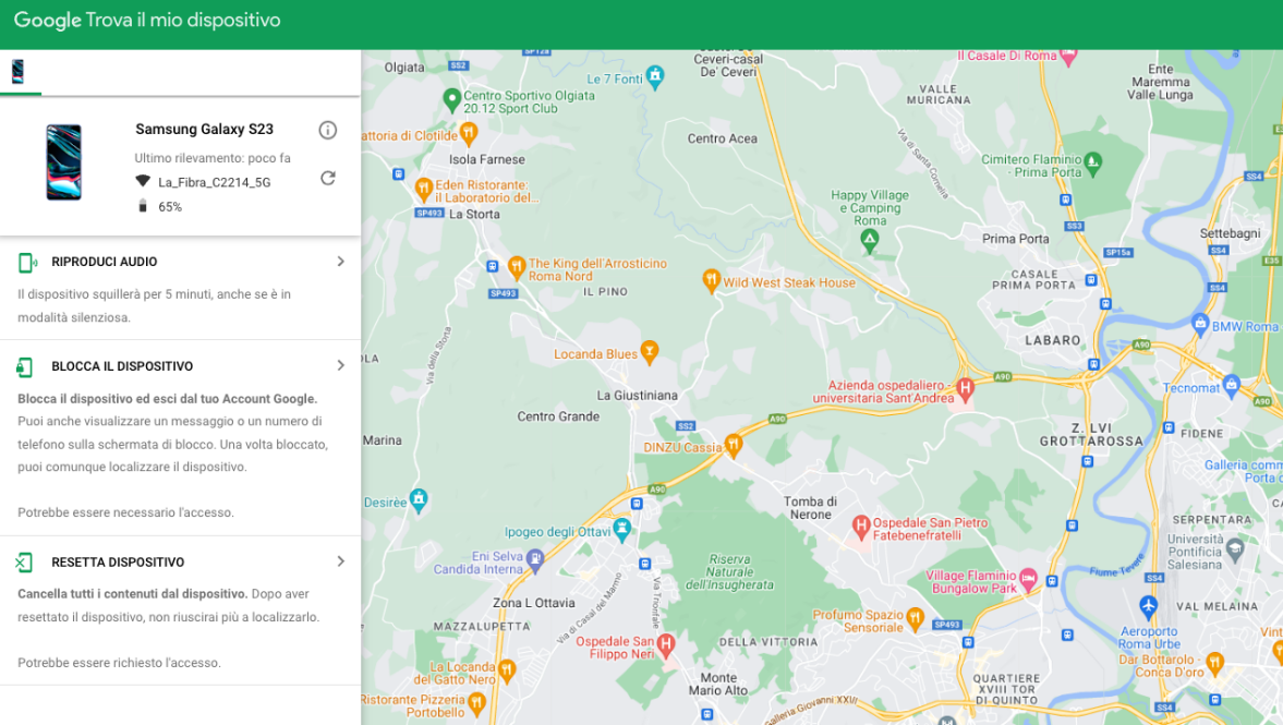 Sblocca Android con Trova il mio dispositivo