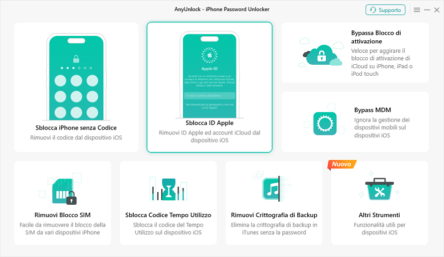 Scegli Sblocca ID Apple