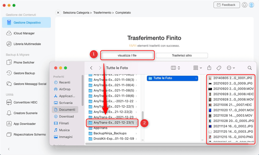 Visualizza i file sul tuo Mac