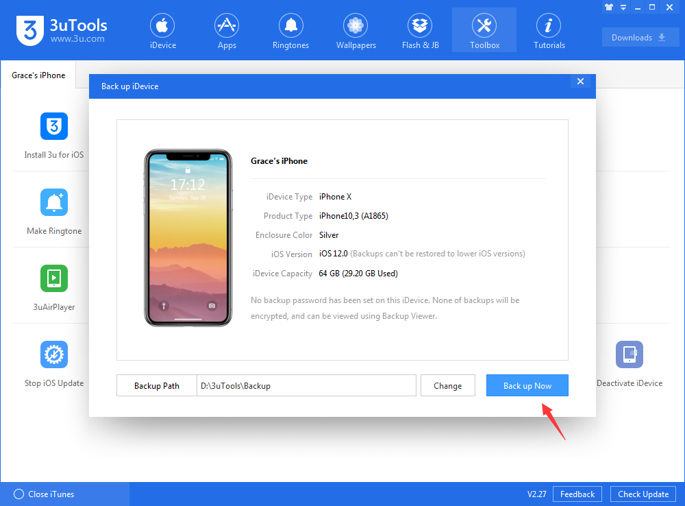 3uToolsでiPhoneのバックアップを取る手順