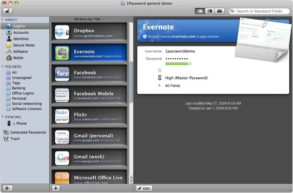 おすすめのEl Capitanアプリ - 1Password