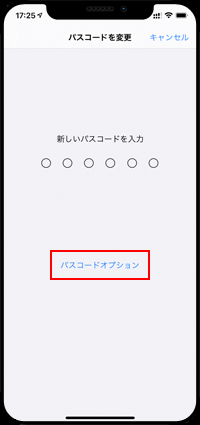 「パスコードオプション」を選択