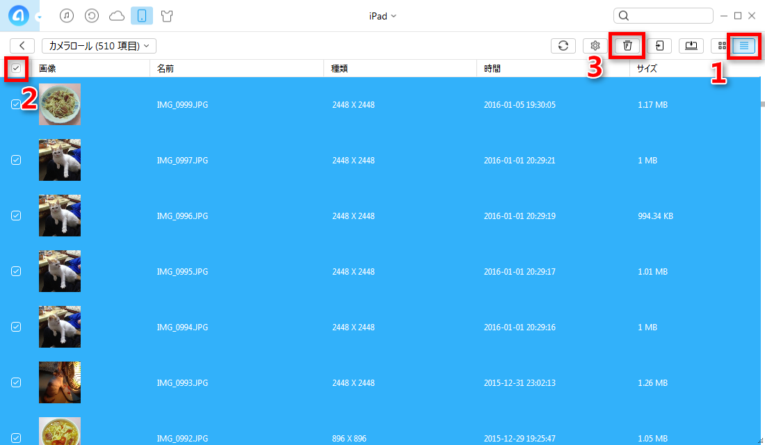 AnyTransでiPad上の写真を一括削除する方法 ステップ3