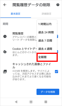 「閲覧データを削除」をタップ