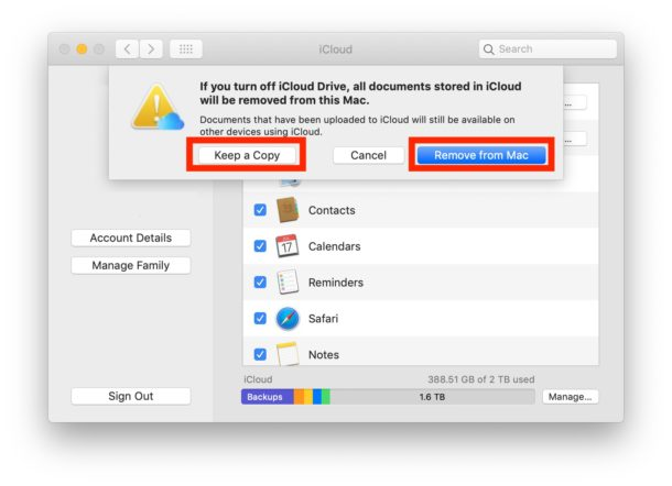 MAC上のiCloudを消す方法