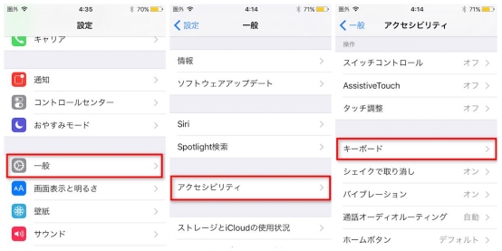 「一般」から「アクセシビリティ」を選択