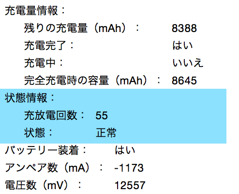 MacBookのバッテリーを長持ちさせる - 充放電回数を確認