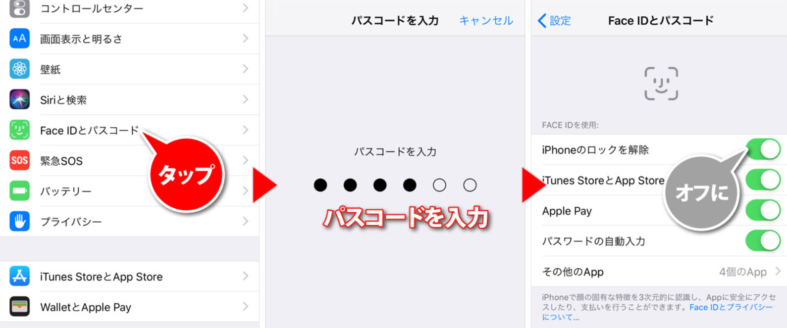 Face IDを完全に無効化する手順