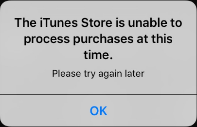 The iTunes Store is unable to process purchases at this time