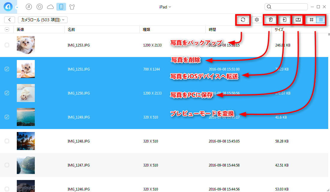 ステップ3:AnyTransで写真を管理する