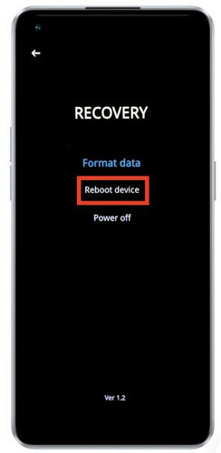 「システムを再起動」または「Reboot device」オプションを選択