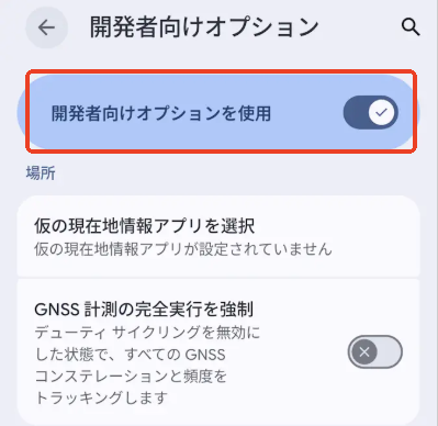 開発者向けオプション