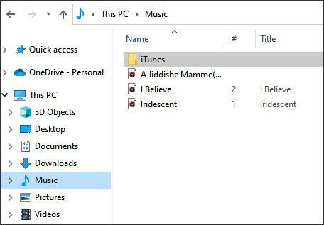 「PC＞ミュージック＞iTunes＞iTunes Media＞Music」の順にクリック