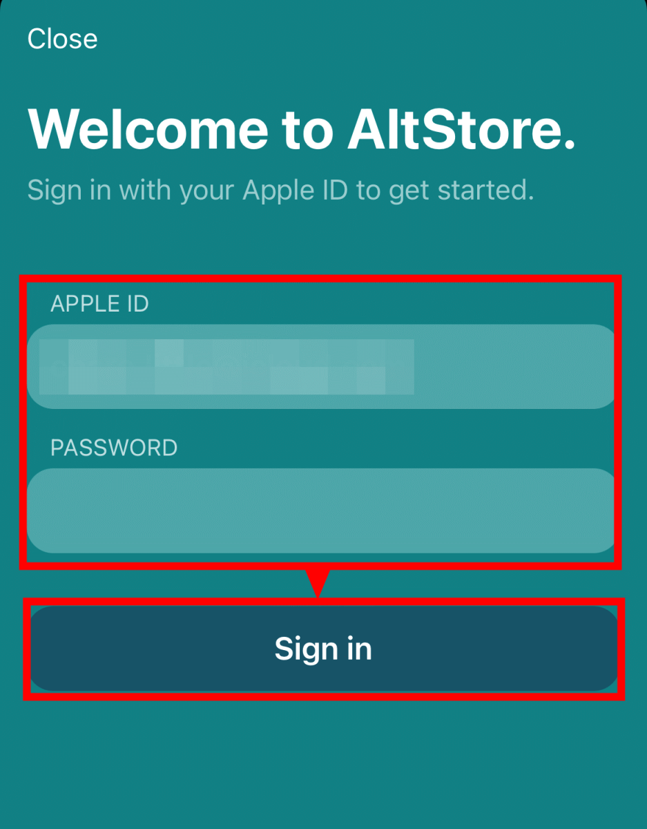 Apple IDとパスワードを入力