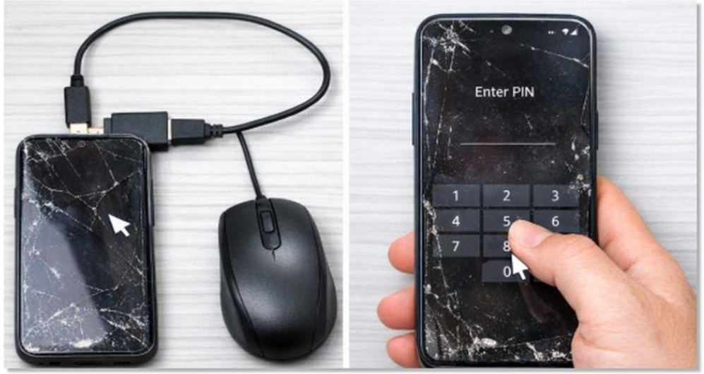 Samsung telefoon met kapot touchscreen bedienen via OTG muis