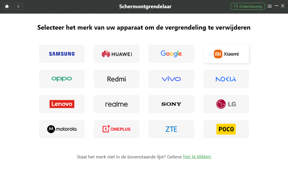 Selecteer merk apparatuur