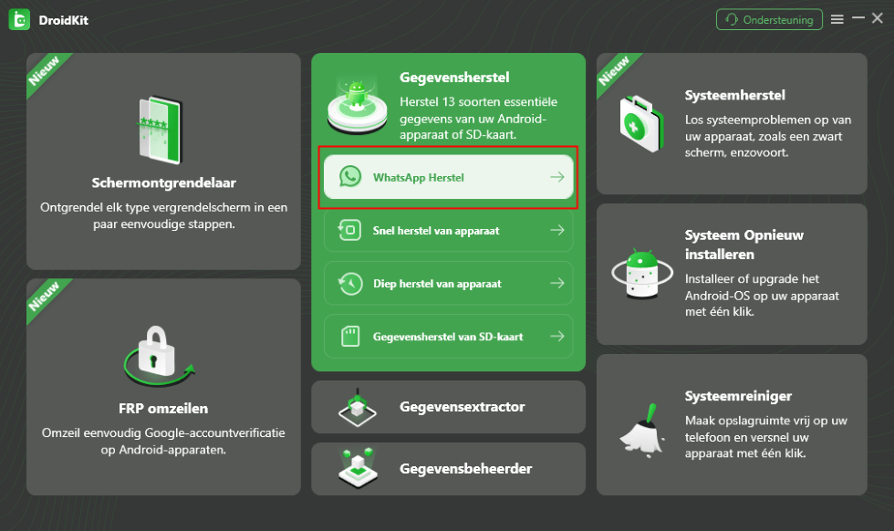 Klik op "WhatsApp Herstellen"