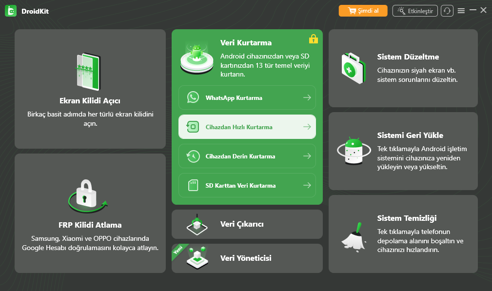 Kayıp Verileri Kurtar seçeneğinden Cihazdan Hızlı Kurtarma’yı seçin