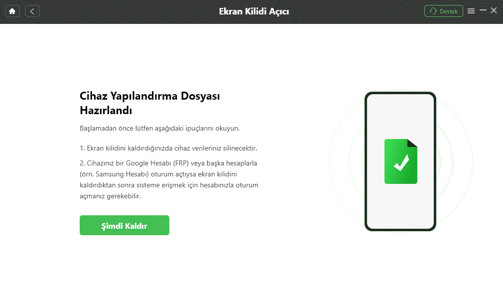 Şimdi Kaldır düğmesine tıklayın.