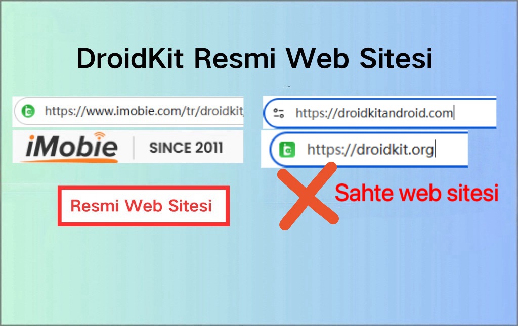 DroidKit Resmi Web Sitesi VS Sahte Web Sitesi
