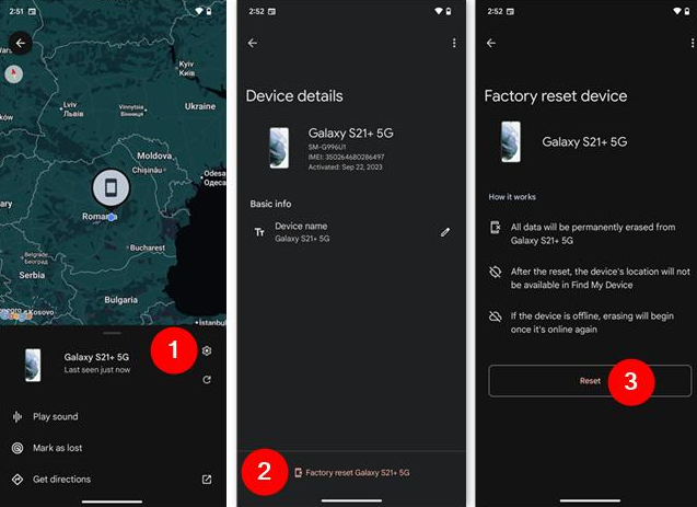 Google Find Hub ile Samsung telefonu bulma, kayıp olarak işaretleme ve fabrika ayarlarına sıfırlama seçenekleri