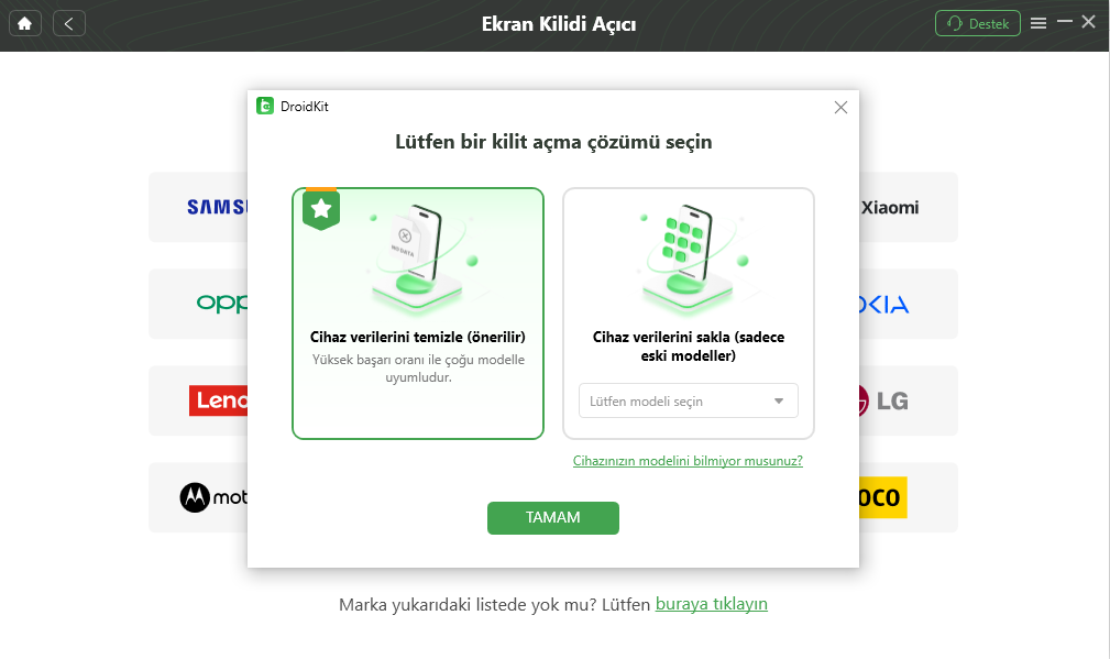 DroidKit ekran kilidi kaldırma veri silme ve eski Samsung veri koruma seçenekleri