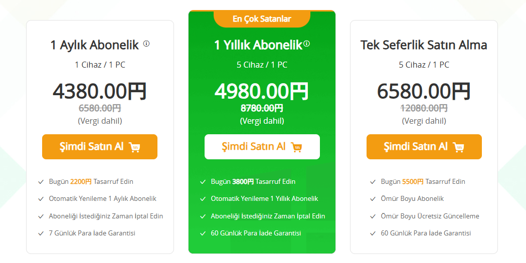 DroidKit lisans ve abonelik seçeneklerini karşılaştırma