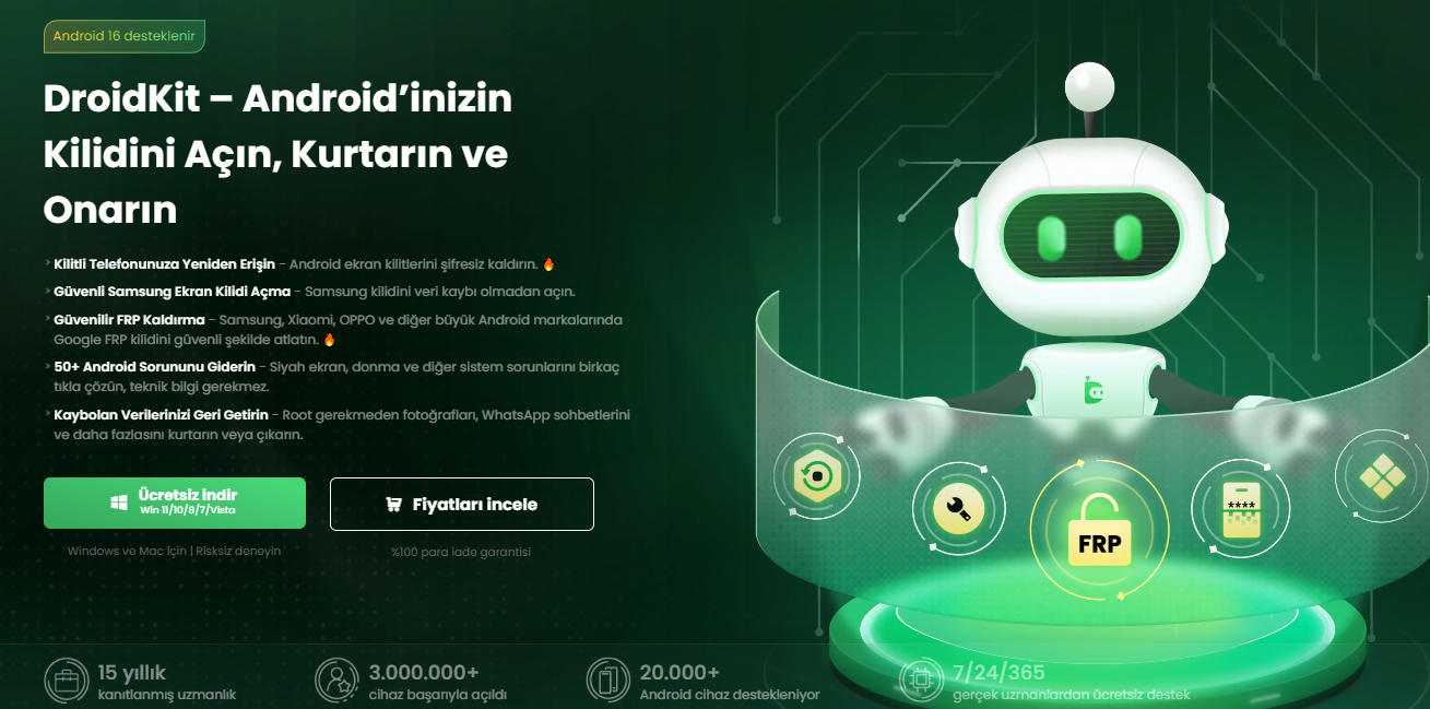 DroidKit resmi ücretsiz sürümünü imobie.com web sitesinden indirm