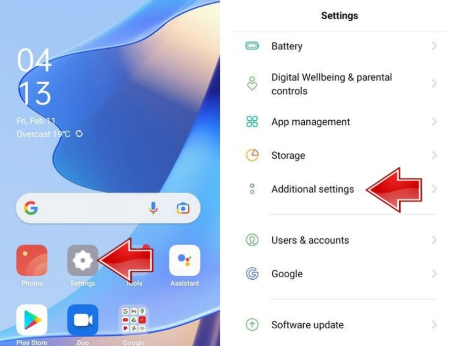 OPPO ColorOS sıfırlama menüsü örneği