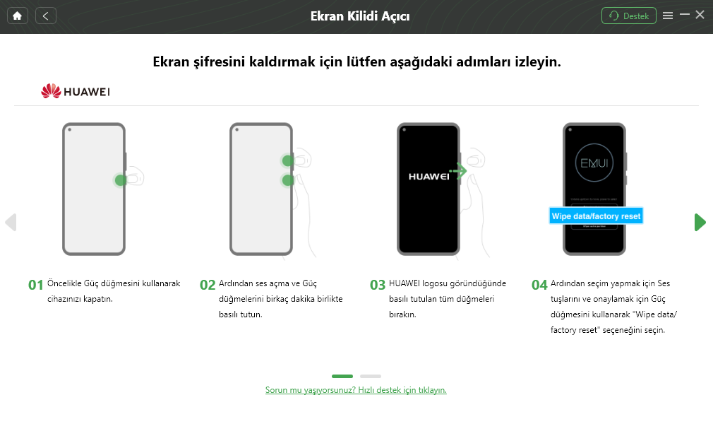 Huawei'de Ekran Şifresini Kaldırın