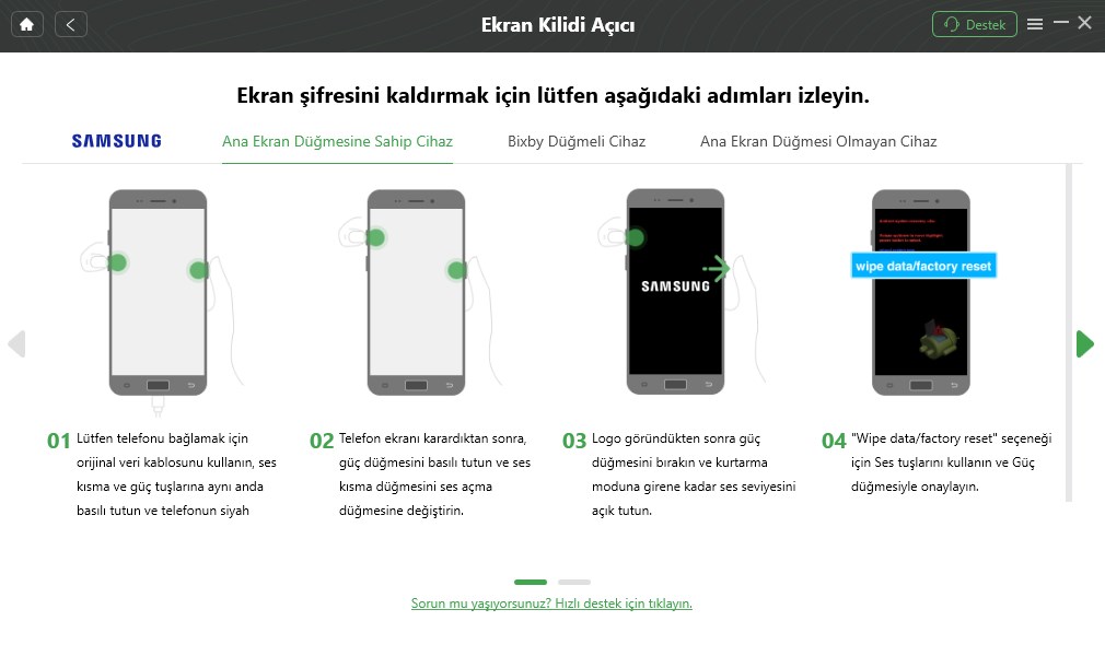 Samsung Cihazınızda Ekrandaki Talimatları Takip Edin