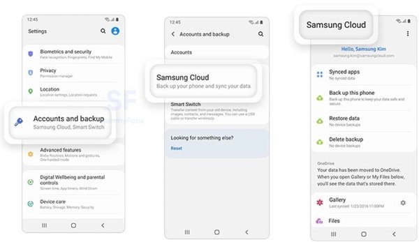 Samsung Cloud yedeğinden fotoğrafları geri yüklemek için